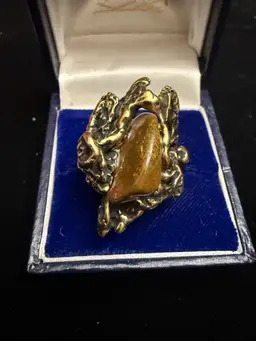 Sterling Silver Brutalist Ring With Stone