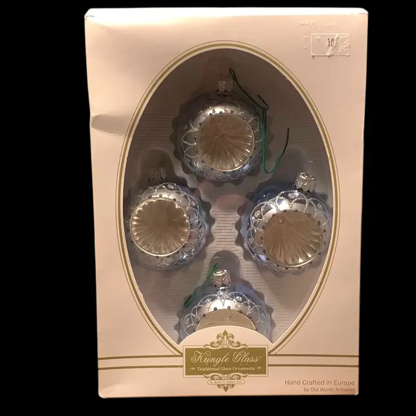 20. Kurt Adler Kringle Glass Christmas Ornaments Set Of 4
