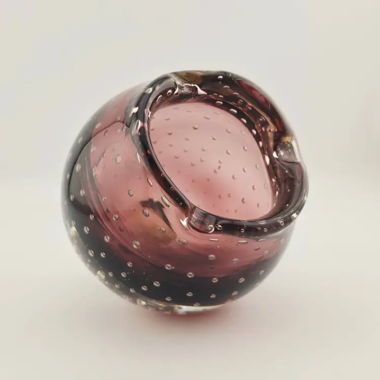 Vintage Glass Amethyst Bullicante Two Way Ashtray