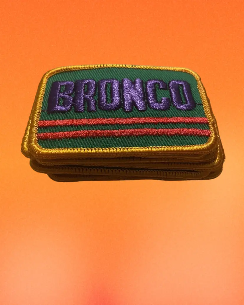 Lot Of 10 Vintage Bronco (purple-like Letters) Patches