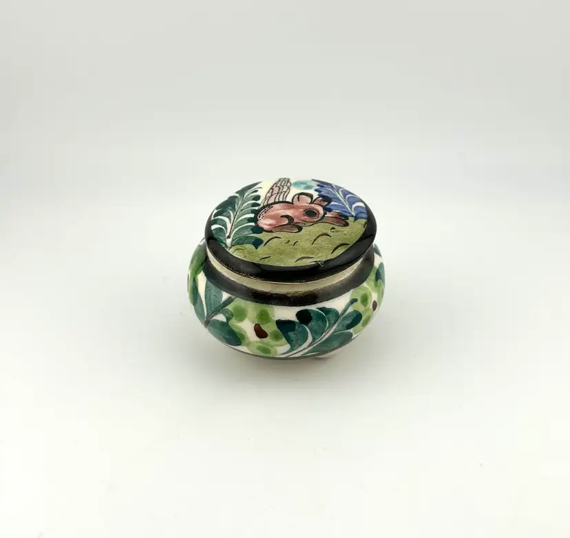 Vintage Tonala Bunny Trinket Box With Lid 2.5”x 2.25”