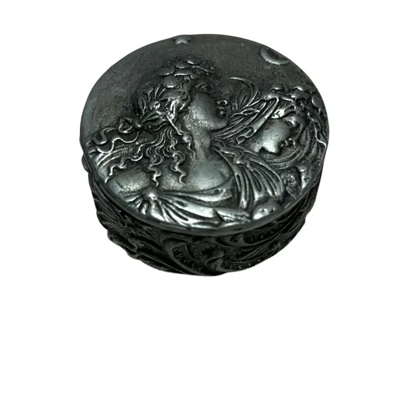 Vintage Fairy Pewter Trinket Box 2”