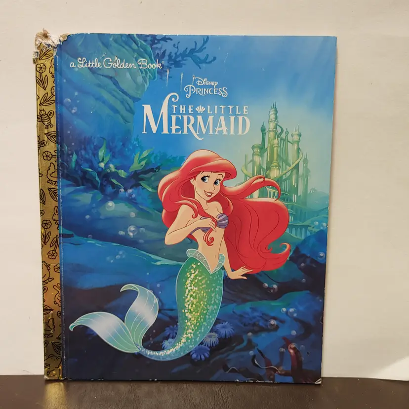 The Little Mermaid. Disney. Little Golden Book. Corner chewed. Sticker on front cover.