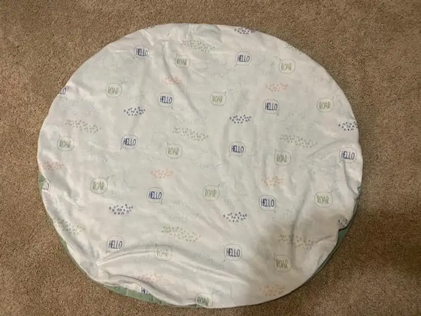 White & Green Dinosaur Themed Baby Play Mat - 32"x28" - Soft