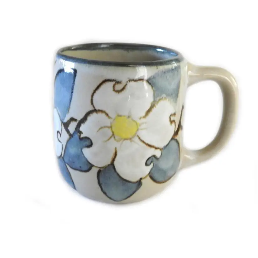 Quyle Kilns Coffee Cup Small Mug Dogwood Blossom California Pottery