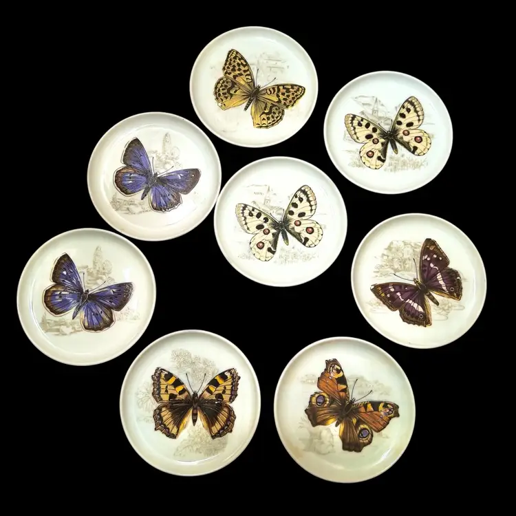8pc Coaster Butter Pat 
Butterfly On