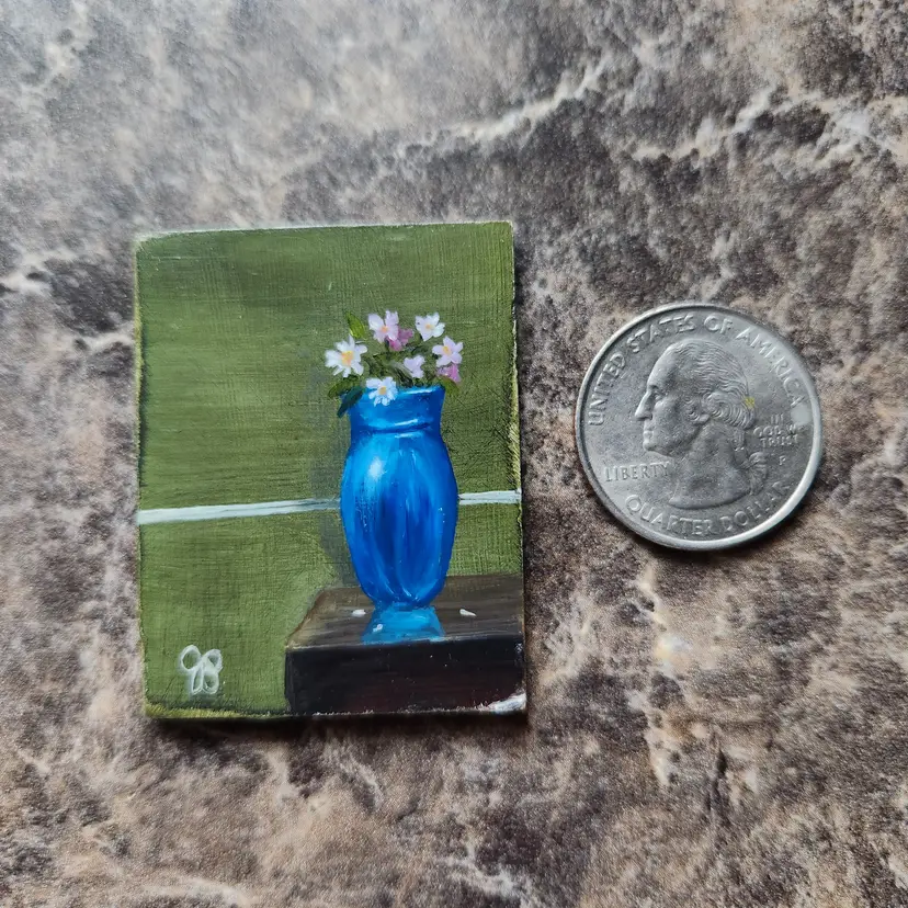 Miniature Oil Painting On Masonite Board Signed By The Artist