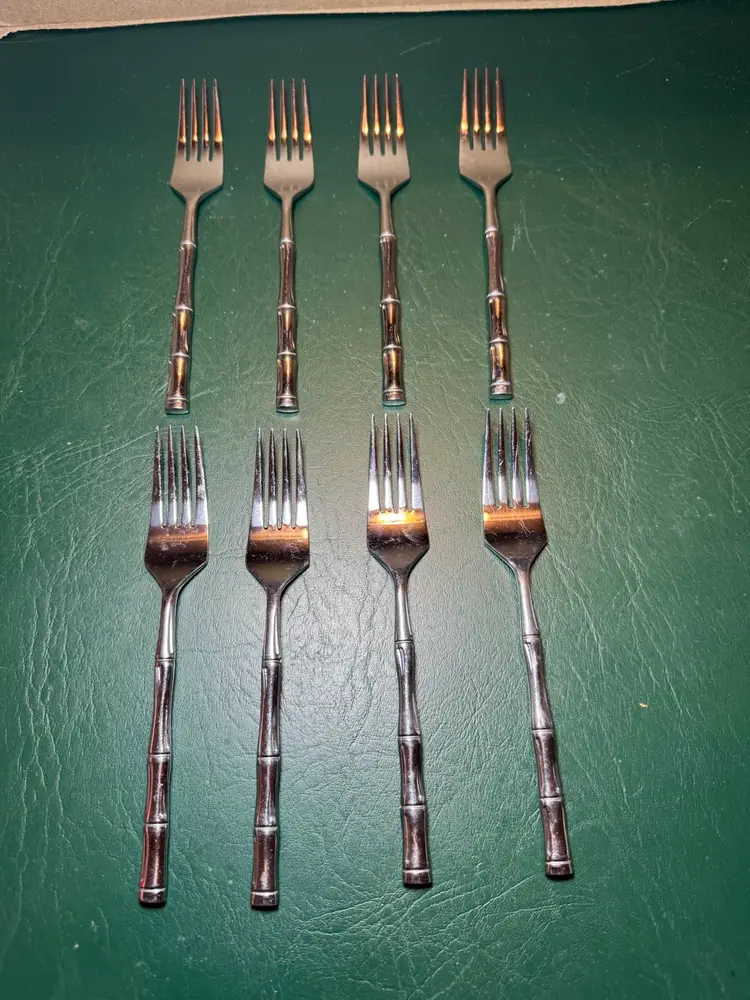Reed & Barton Rebacraft Stainless Dinner Forks 6.5” Set of 8 Forks Bamboo
