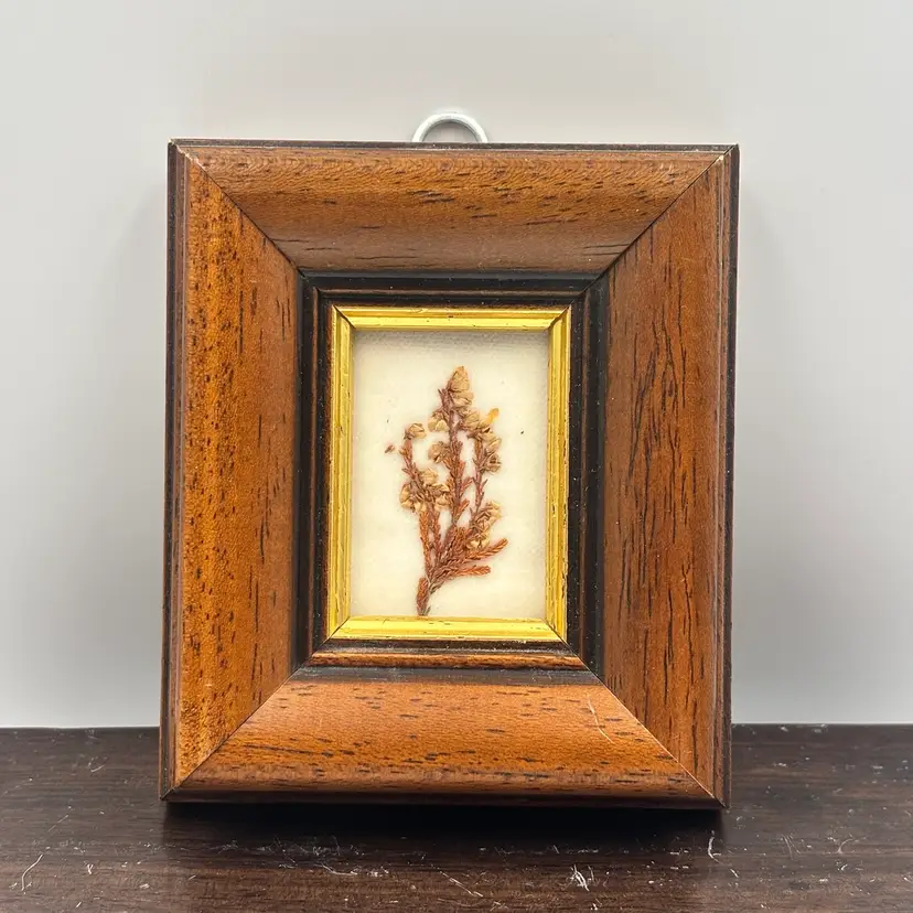 Miniature Dried Flowers Wood Frame Picture 4x3.5”