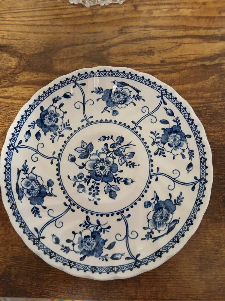 Vintage Blue Floral Ceramic Plate