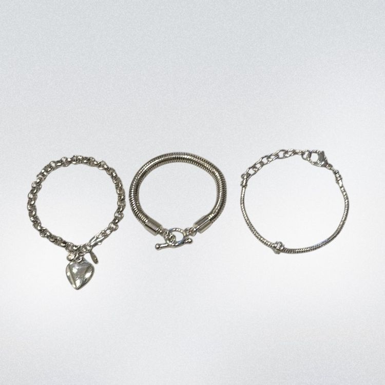 Lot (3) Vintage Y2K SilverTone Chunky Bracelets