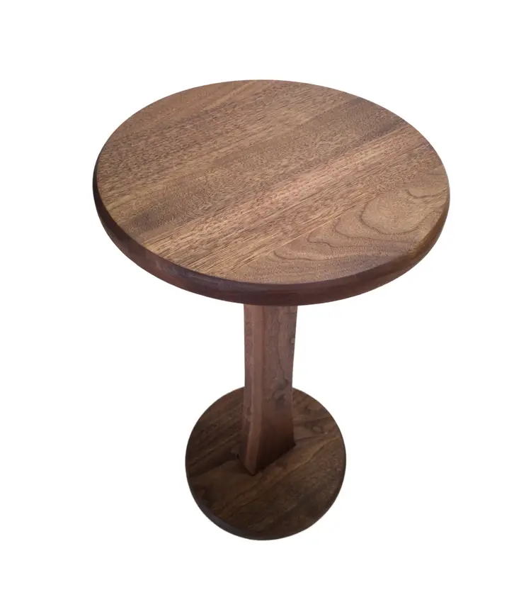 Handcrafted Black Walnut Round Accent Table with Hardwax Oil Finish, Mid-Century Modern