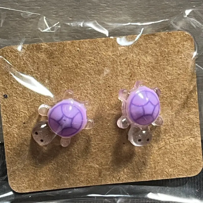 Purple Glow In The Dark Turtle Stud Earrings Made By Me