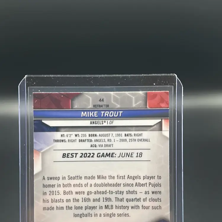 Mike Trout 2023 Bowman's Best  Los Angeles Angels Refractor Baseball Card