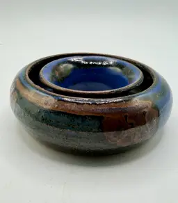 Vintage Floyd Kemp Pansy Flower Ring Vase Centerpiece, 1970’s Rare Hard To Find Artist Piece, Highly Collectible Potter