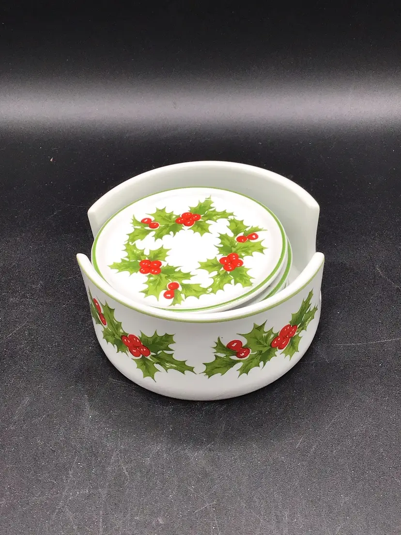 1657-Vintage Holly Coasters Made In Brazil