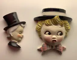 Lefton Vintage Wall Pockets Ceramic 1950s