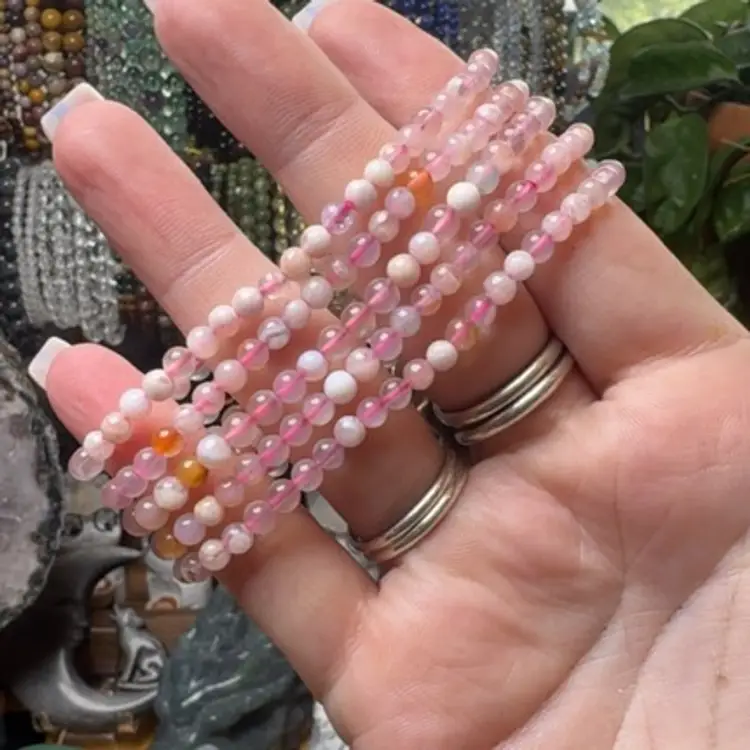 4mm Flower Agate Bracelet