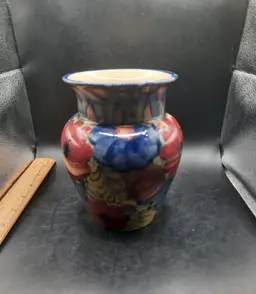 Vintage J Mrazek Pottery Vase Floral  P Pattern Round Medallion Design Stamp.