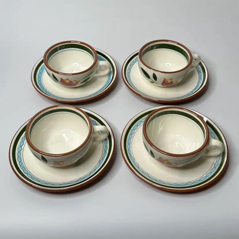 Stangl Pottery Trenton NJ - Country Garden - Cups and Saucers - Set/4