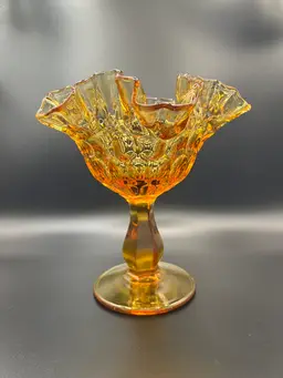 Vintage Fenton Amber Thumbprint Candy Dish