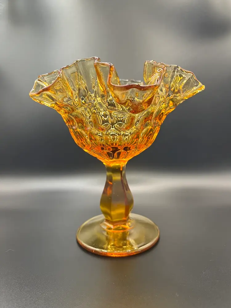 Vintage Fenton Amber Thumbprint Candy Dish