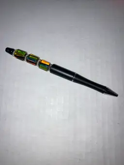 Fidget Pen Handmade By Me! Black Ink! 5 1/2” Made With Glass Beads!