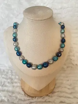 Honora Multicolor Freshwater Pearl Necklace Shades of Blue 18”