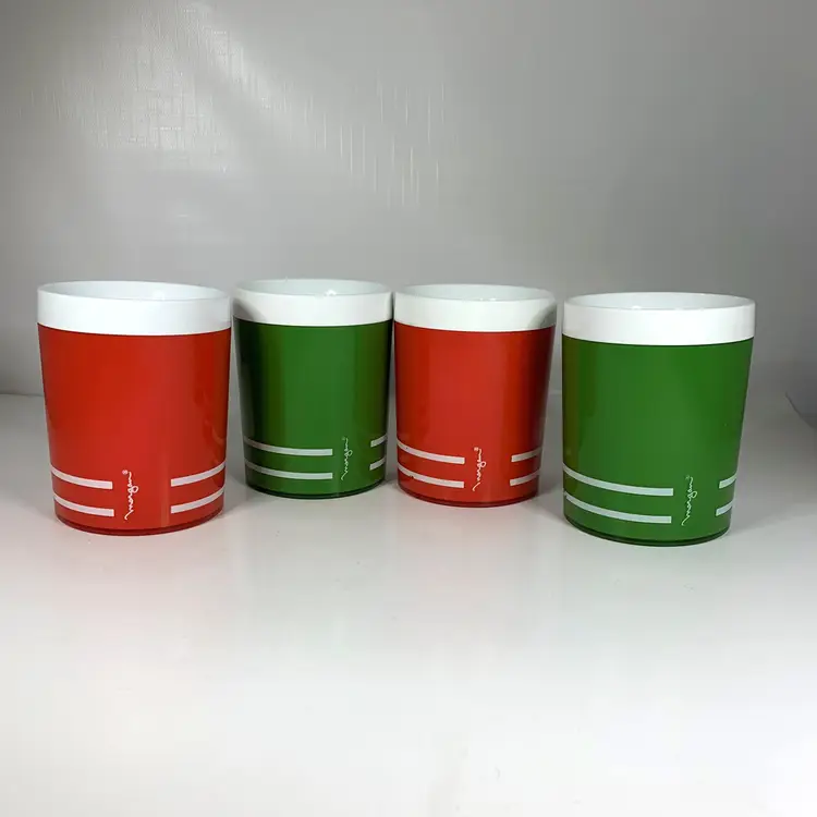 Morgan Company Insulated Plastic Tumblers Set 4 Red Green Short Vintage MCM