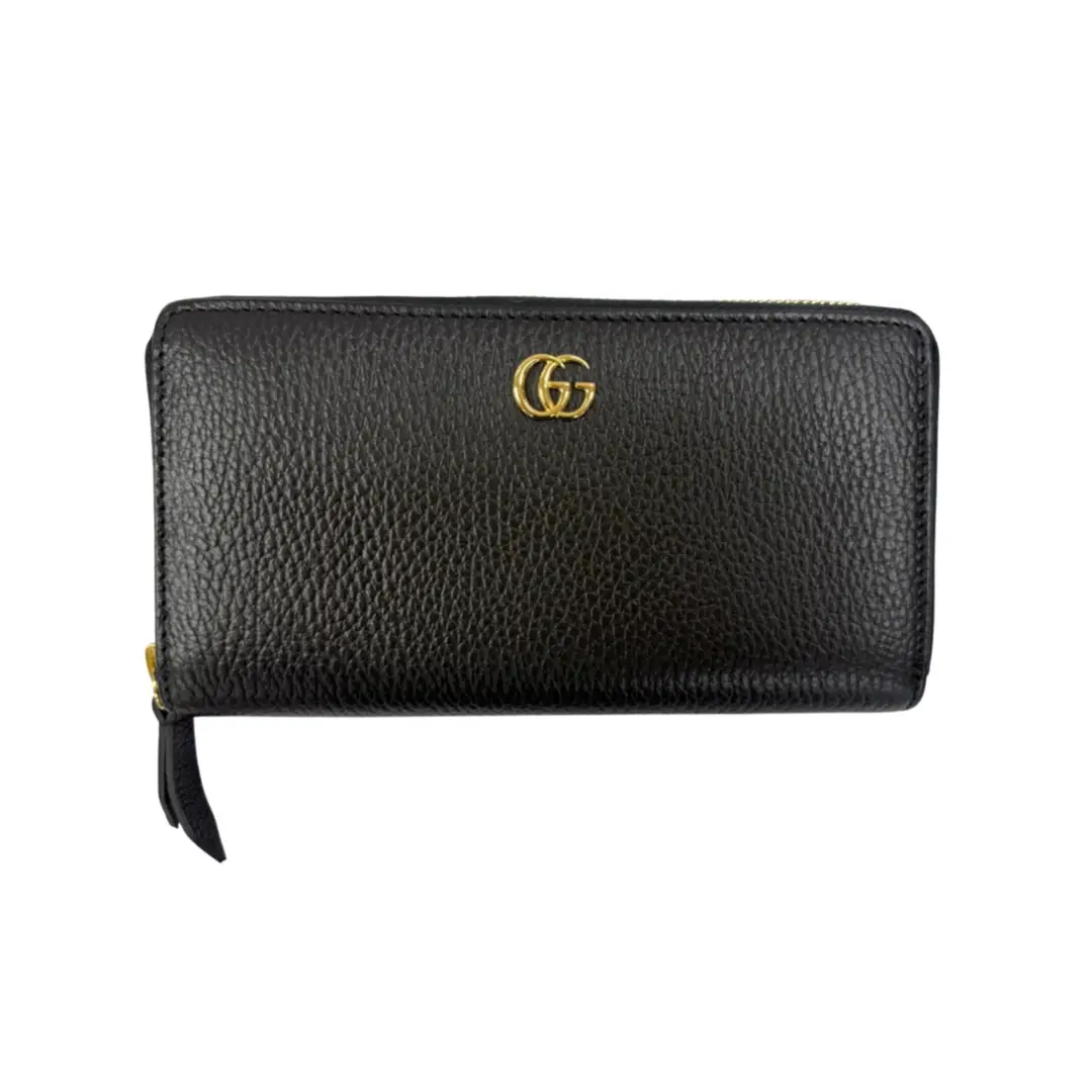 Gucci Black Leather Full Zip Wallet