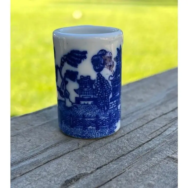 Blue Willow Porcelain Toothpick Holder