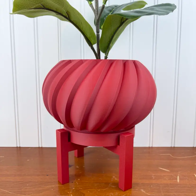 Unique Modern Indoor Flower Pot, Oro Planter Pot, Houseplants, Indoor Planter w/ Drainage Hole and Drip Tray, 3D Printed, Ecofriendly