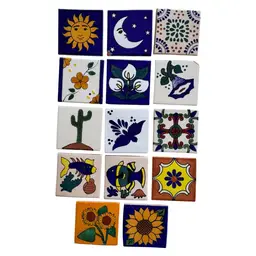 Vintage Talavera Mexican 14 Hand-Painted 4x4 Accent Tiles Variety Designs