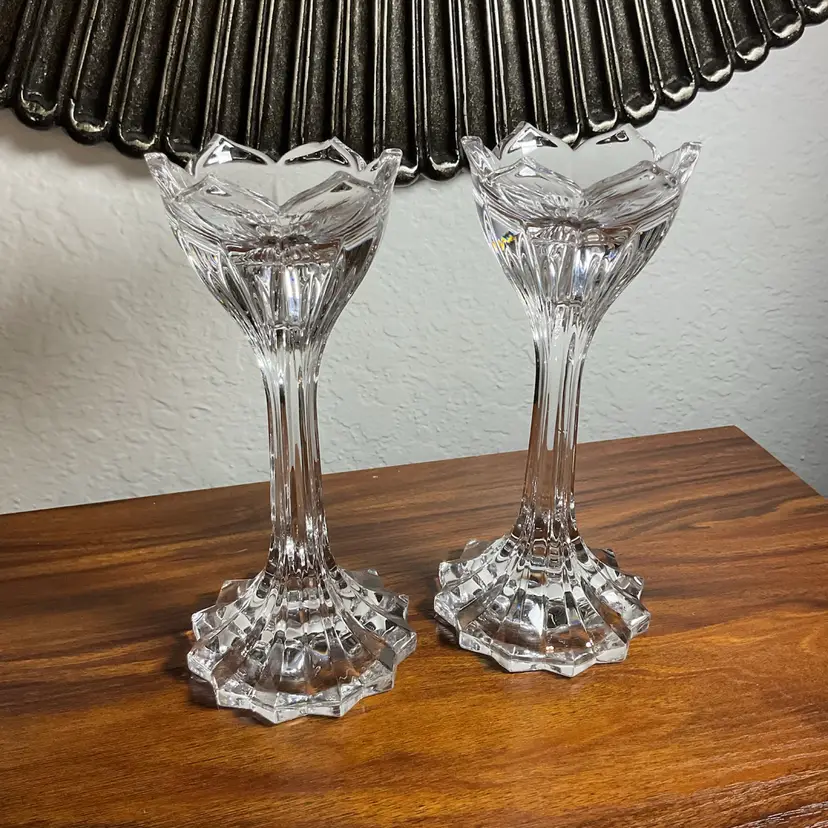03 Pair Of Crystal 7” Candlestick Holders - Call Out