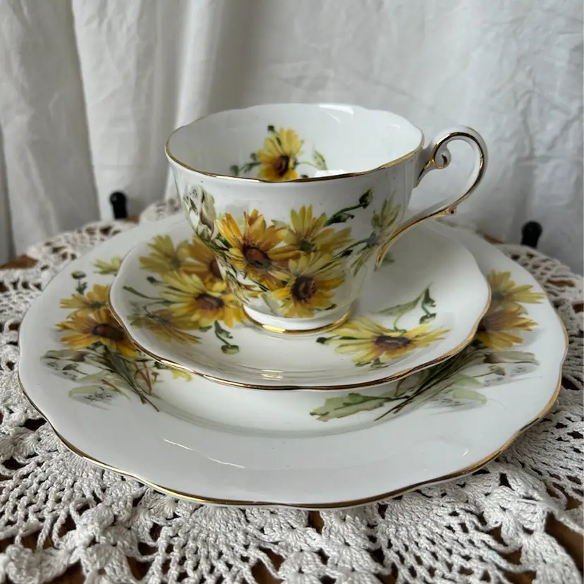 Vintage Royal Standard Fine Bone China Brown Eyed Susan Pattern Luncheon Tea Set 1950’s EXC