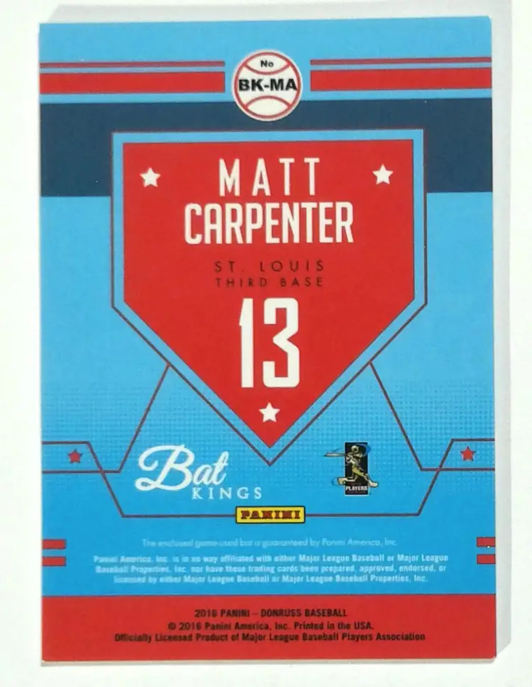 2016 Panini Donruss BK- MA Matt Carpenter St. Louis Cardinals Bat Kings Bat Relic
