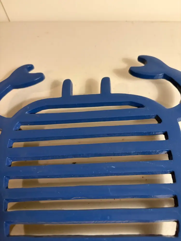 Crate And Barrel Harborside Blue Metal Crab Trivet