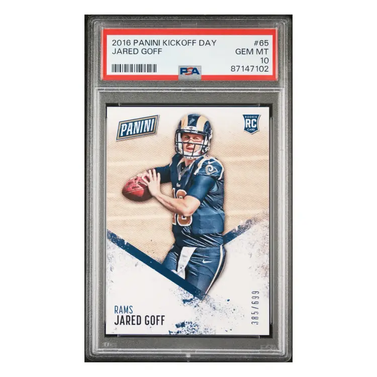 Jared Goff PSA 10 2016 Panini Kickoff Day /699 #65 Rookie RC Rams Detroit Lions