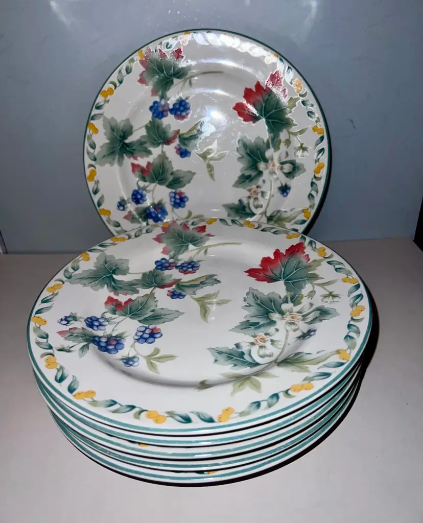 VTG Julie Pople Country Fruit Collection 6 Dessert Salad Plates 8”
