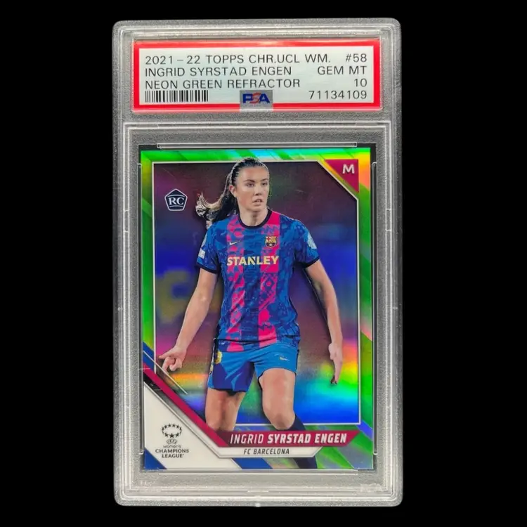 Ingrid Syrstad Engen 2021/22 Topps Chrome UWCL Neon Green /99 PSA 10 Soccer Card