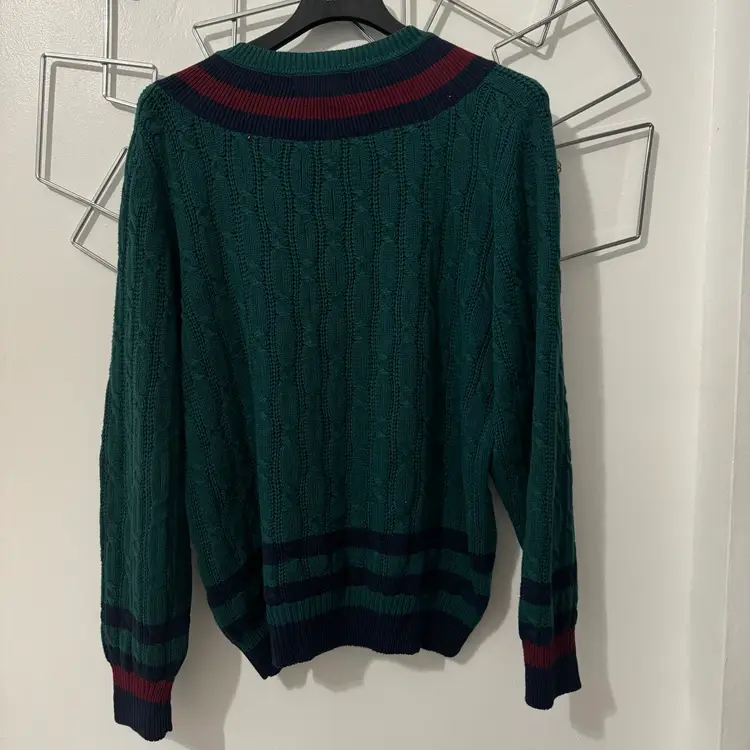Vintage GANT 90’s Y2K CABLE V-NECK SWEATER Size Large