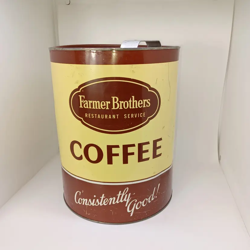 VINTAGE FARMER BROTHERS COFFEE TIN ADVERTISING COLLECTIBLE UNUSUAL