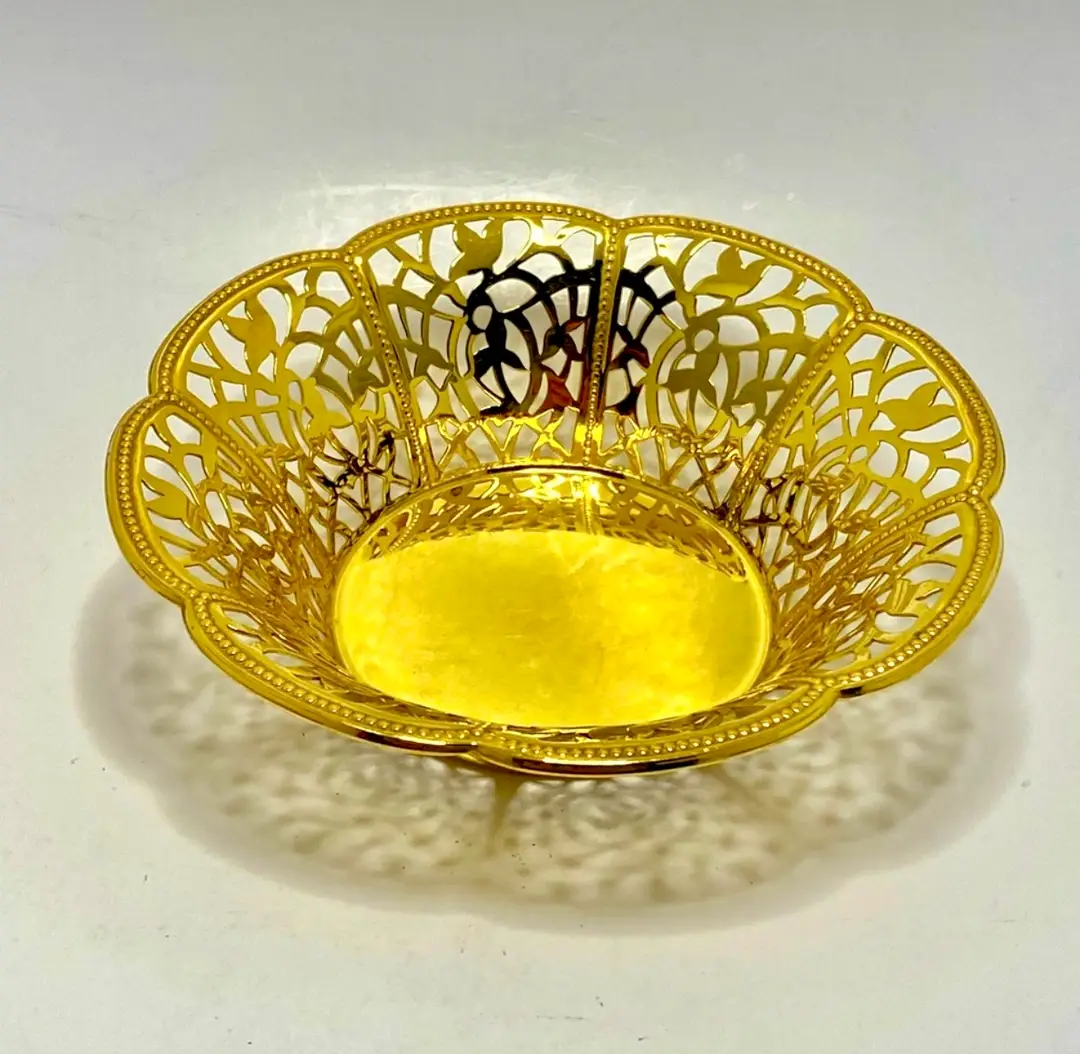 ✅ VINTAGE WMF ECHT VERGOLDET 24 CARAT GOLD PLATED BON BON ORNATE BOWL DISH