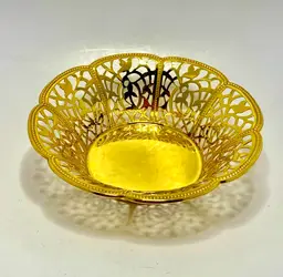 ✅ VINTAGE WMF ECHT VERGOLDET 24 CARAT GOLD PLATED BON BON ORNATE BOWL DISH