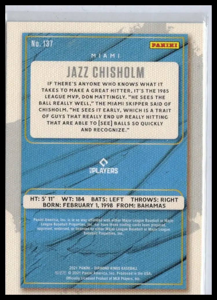 2021 Panini Diamond Jazz Chisholm RC Artist Proof
