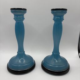 Indiana Glass Wedgwood Ribbed Candle Holders