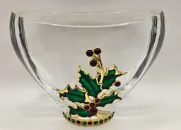 Vintage Teleflora Holly Leaf Lead Crystal Vase