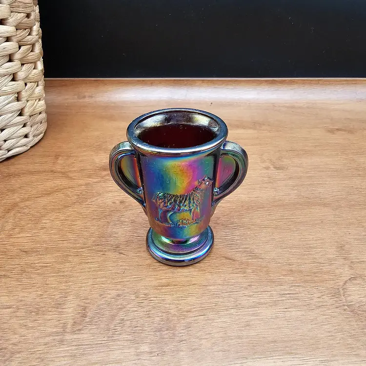 Vintage Lenox Imperial Carnival Glass Amethyst Sheep Toothpick Match Holder LIG