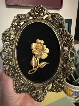 Vintage Brass Frame With Gold Flower