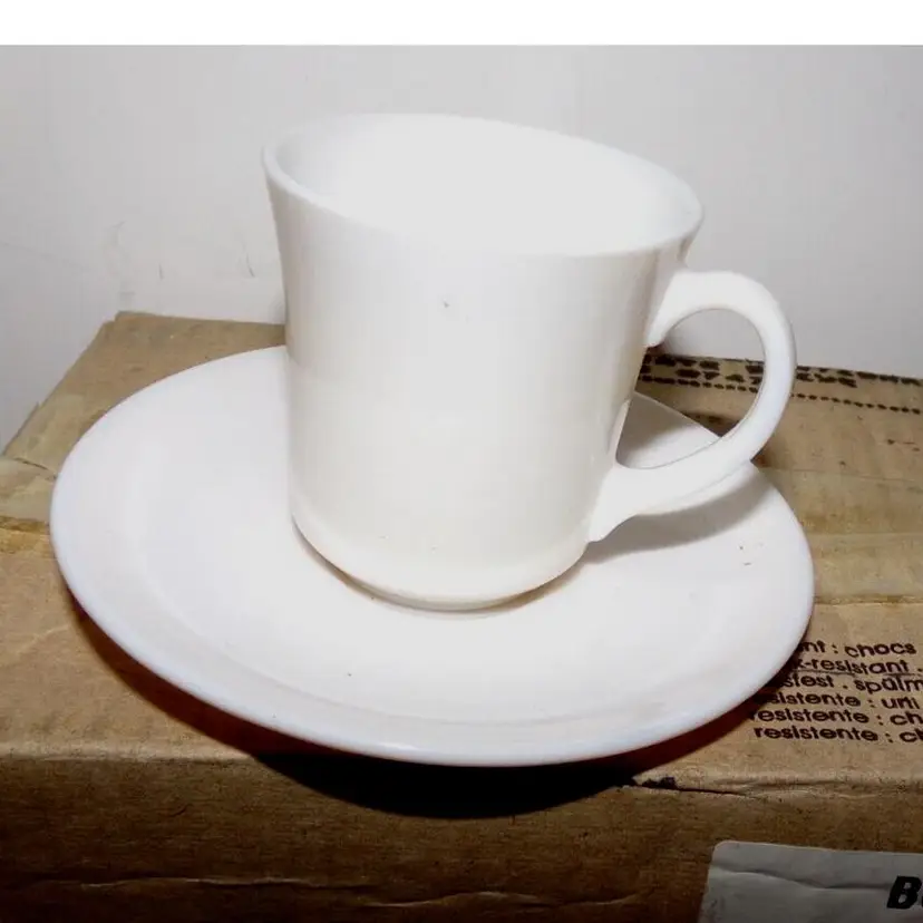 Demitasse, Espresso Cups & Saucers, Arcopal France Bone White NOS, 27 sets avail!!